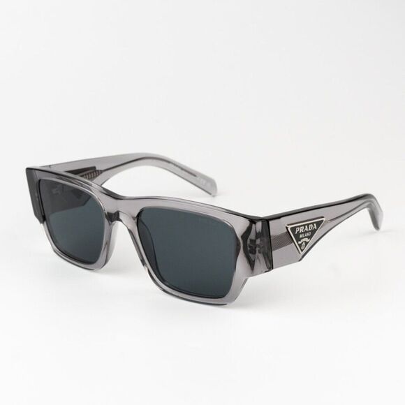 NEW Prada PR10ZSF 16Z70B Transparent Asphalt Dark Grey Square Unisex Sunglasses - Picture 4 of 11